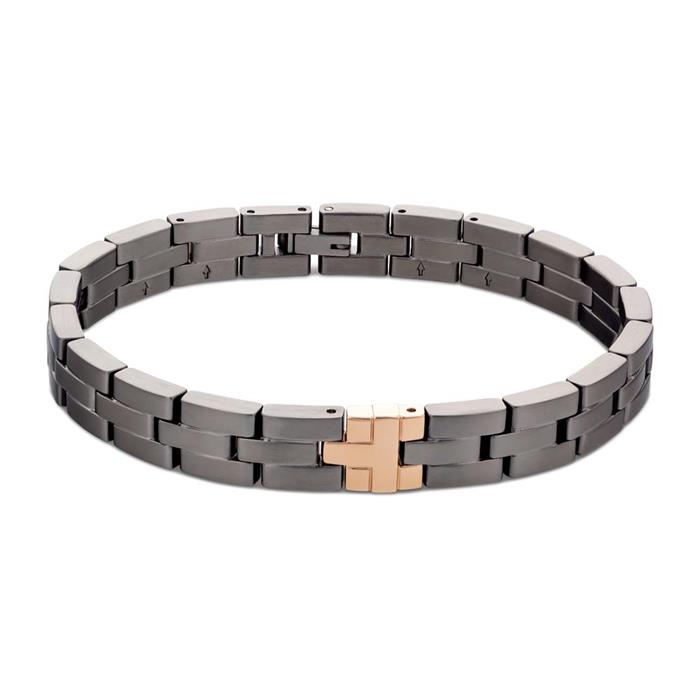 Pulsera dressed up para hombre en acero inoxidable, gris-rosa