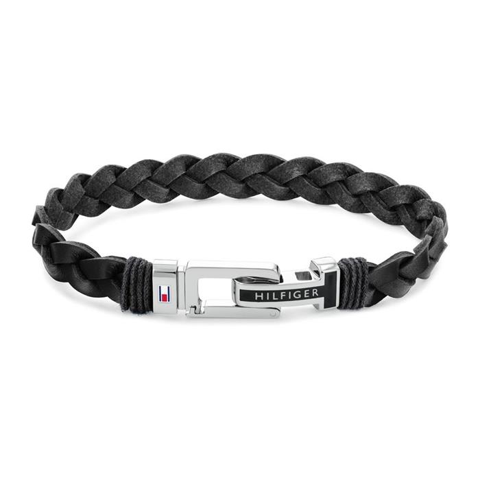 Casual bracelet for men in black leather