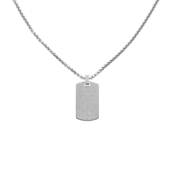 Dog tag engraved chain in stainless steel for men