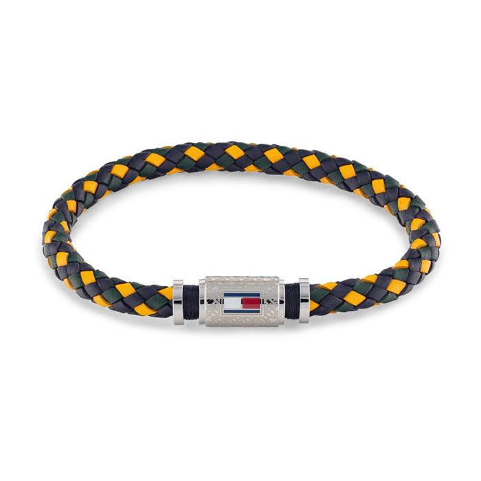Armband für Herren aus Leder, blau und gelb