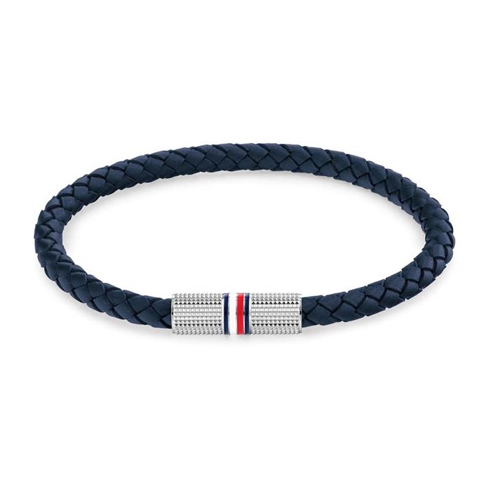 Herenarmband in donkerblauw leer