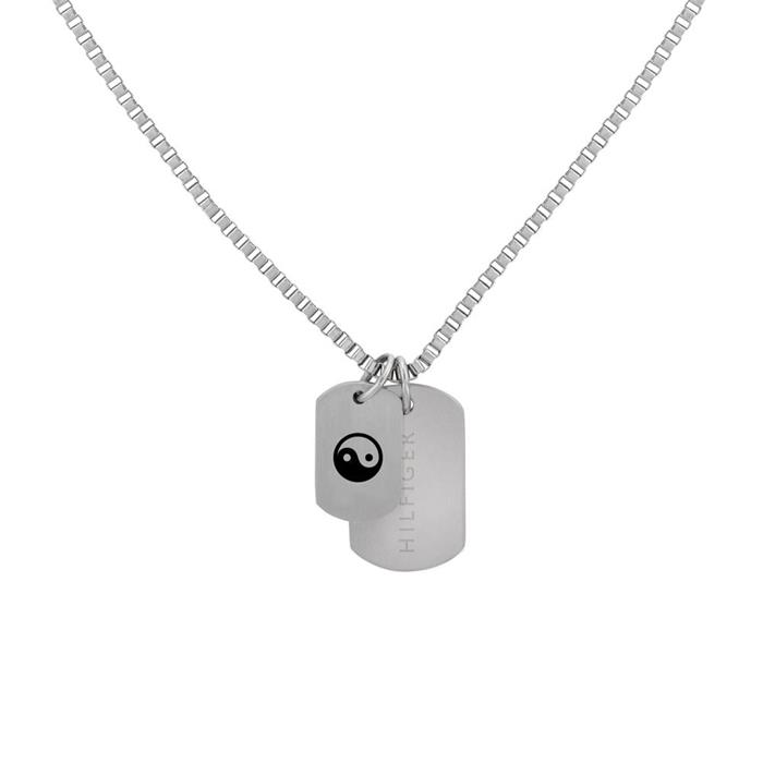 Dog tag engraving necklace for men in stainless steel with enamel