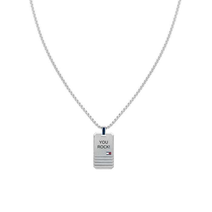 Stainless steel iconic dog tag engraved chain for men