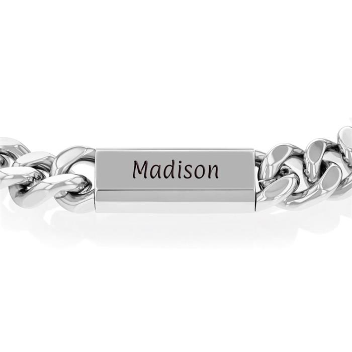 Men's stainless steel bracelet, sodalite, engravable