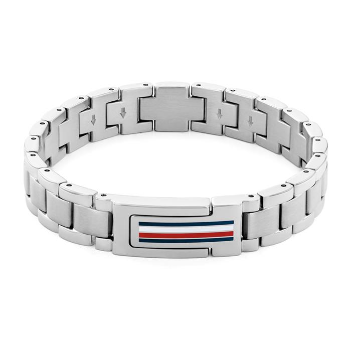 Gegraveerde herenarmband Mason in roestvrij staal, email