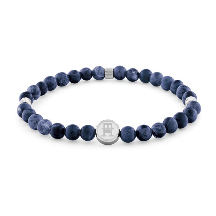 Pulsera para hombre con sodalita, azul, acero inoxidable