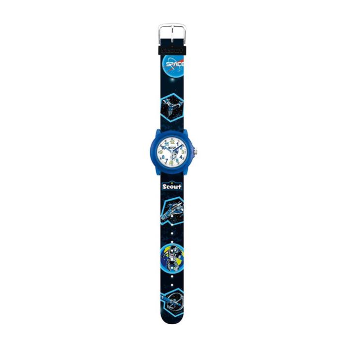 Space quartz watch for boys made of plastic