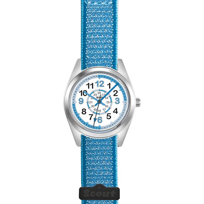 Children's watch with quartz movement and blue textile strap