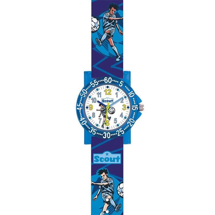 Reloj de pulsera de fútbol de plástico azul para niño