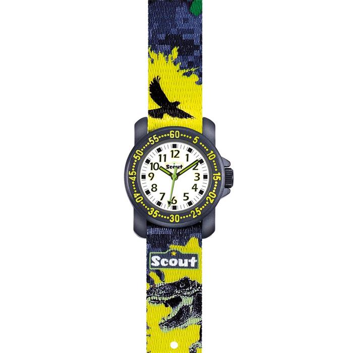 Boys t-rex metal watch with textile strap