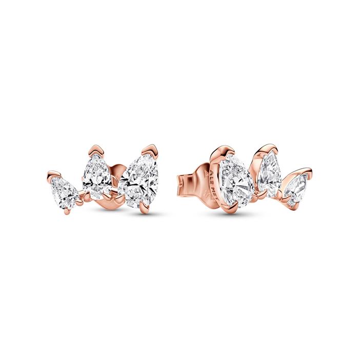 Ear studs for ladies moments, rose gold-plated, zirconia