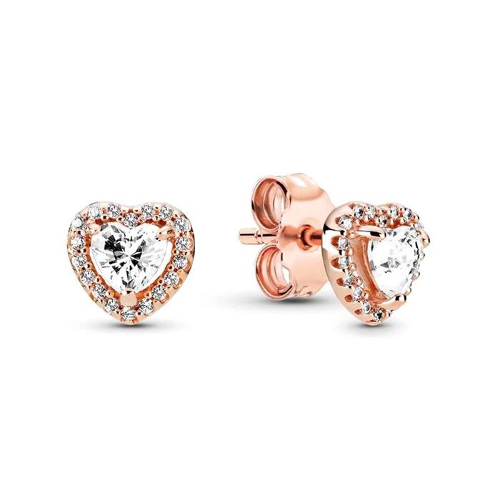 Rose ladies stud earrings hearts with zirconia