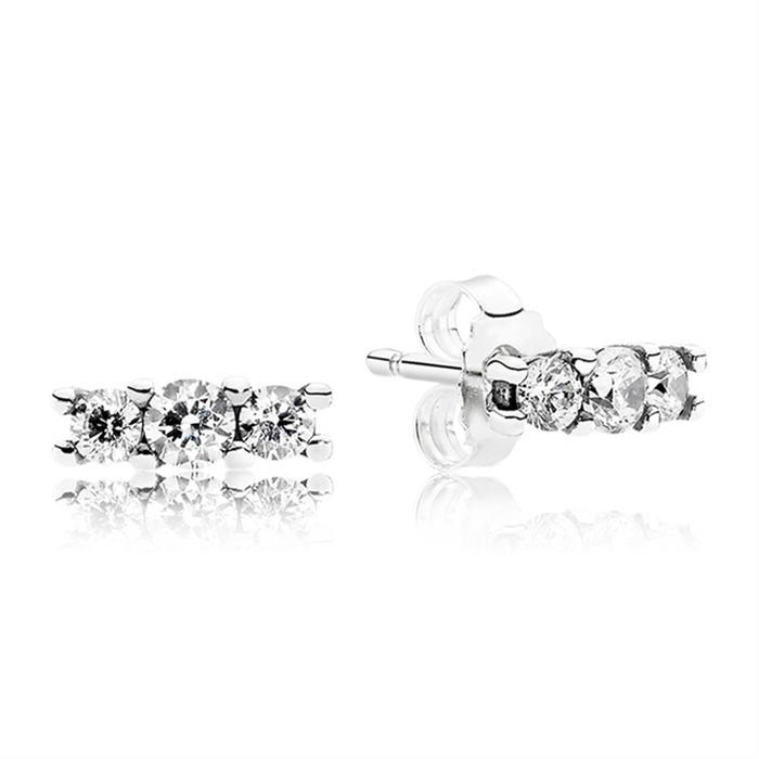 Earrings triple zirconia stones