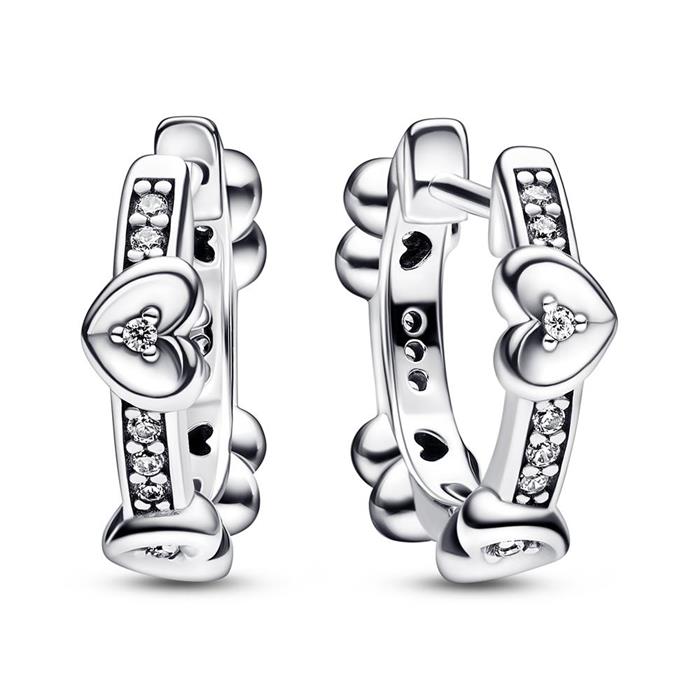 Creoles hearts in 925 sterling silver with zirconia