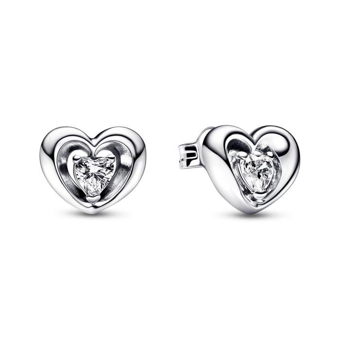 Radiant heart stud earrings in 925 sterling silver with cubic zirconia