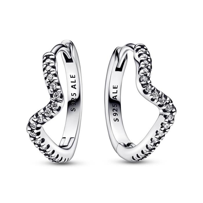 Sterling silver lightning bolt hoop earrings with cubic zirconia