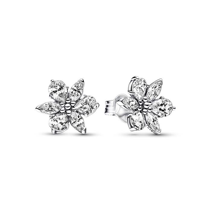 Flower stud earrings herbarium for ladies, 925 sterling silver