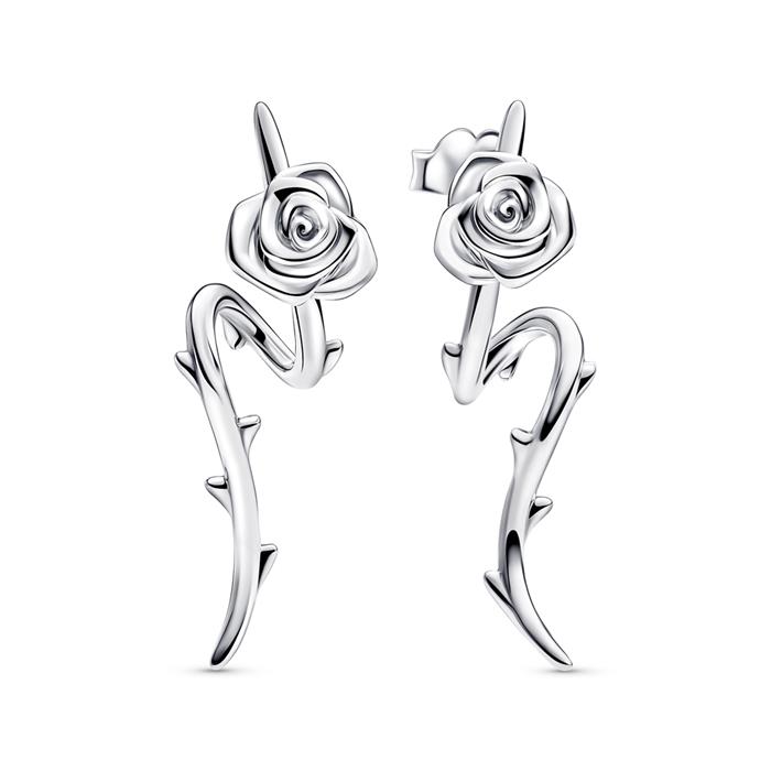 Rose in Bloom curved stud earrings in sterling silver