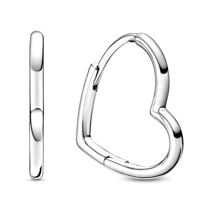 Heart creoles for ladies in sterling silver