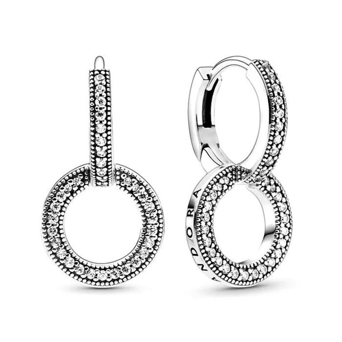 Creoles for women made of 925 silver with zirconia