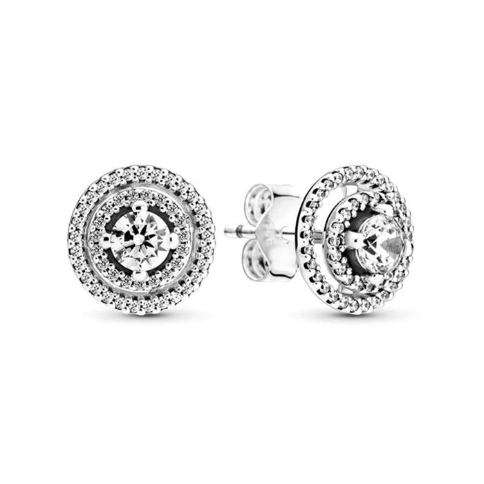 Sparkling double halo stud earrings