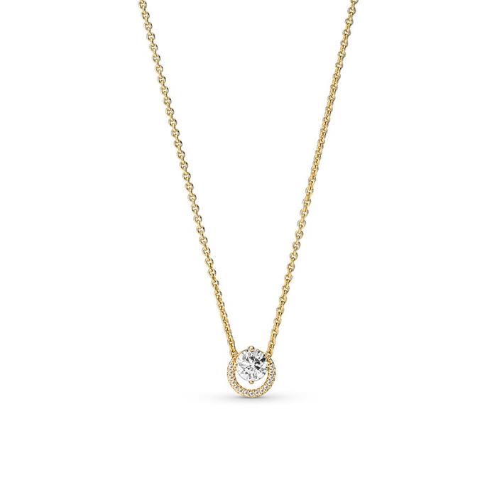 Ladies necklace with cubic zirconia, IP gold