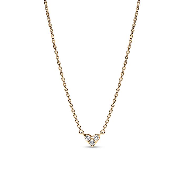 Heart necklace for ladies timeless with zirconia, gold-plated