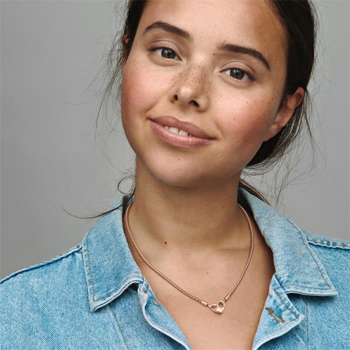 Rose gold-plated necklace with heart-shaped lobster clasp, moments