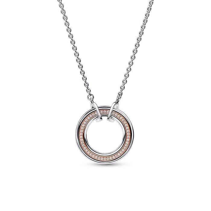 Bicolour necklace in sterling silver with cubic zirconia
