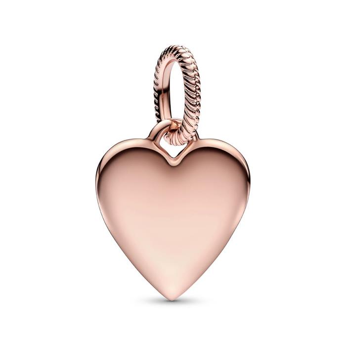 Ladies heart charm pendant, rosé, engravable