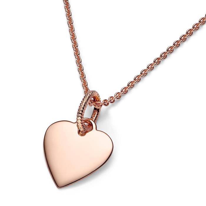 Ladies heart charm pendant, rosé, engravable