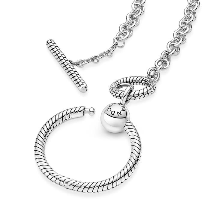 Necklace with o-pendant and t-clasp, 925 silver