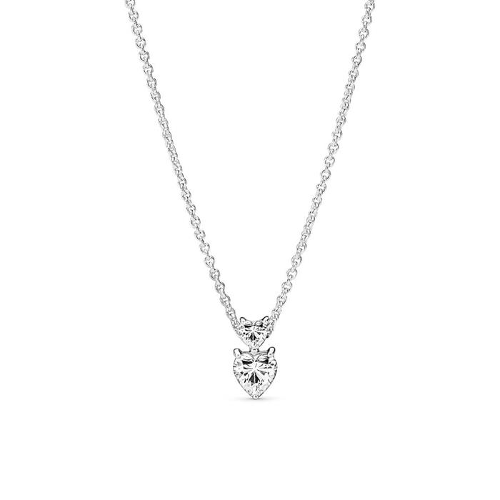 Heart necklace for ladies, sterling silver with cubic zirconia