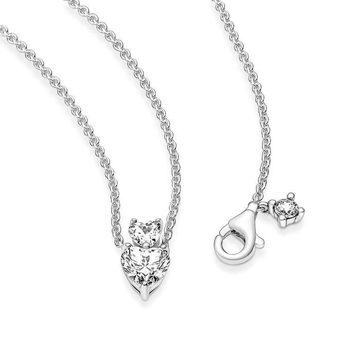 Heart necklace for ladies, sterling silver with cubic zirconia