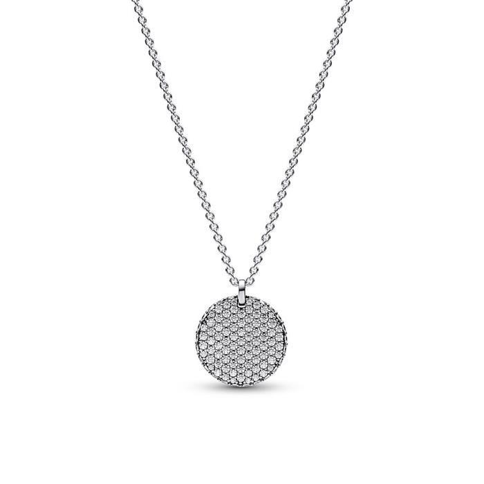 Ladies necklace timeless pavé, 925 sterling silver, engravable