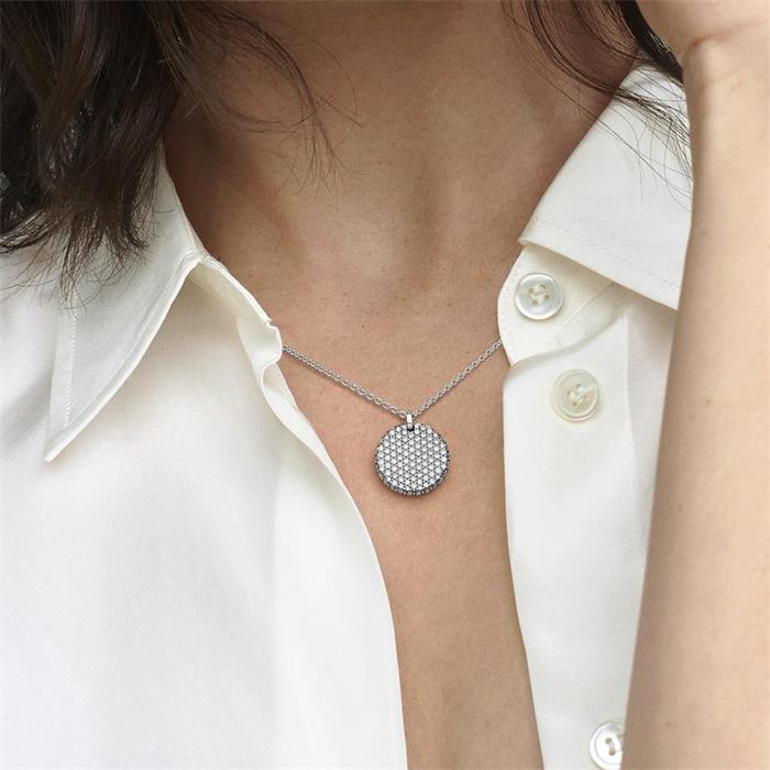 Ladies necklace timeless pavé, 925 sterling silver, engravable