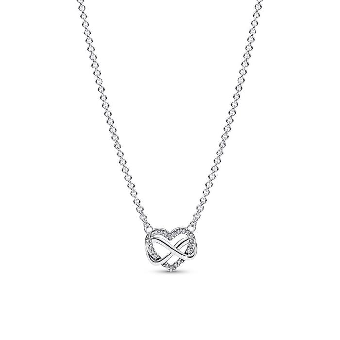 Cadena de mujer corazón infinito, plata 925, circonita cúbica