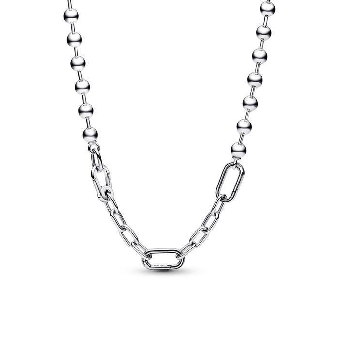 ME metal bead and link necklace in 925 silver