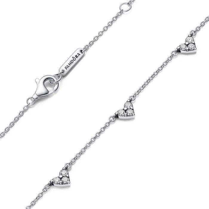 Cadena de mujer corazones en plata 925 con circonita, Timeless