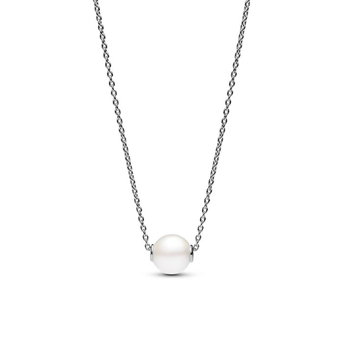 Necklace for ladies in sterling silver with pearl, Timeless