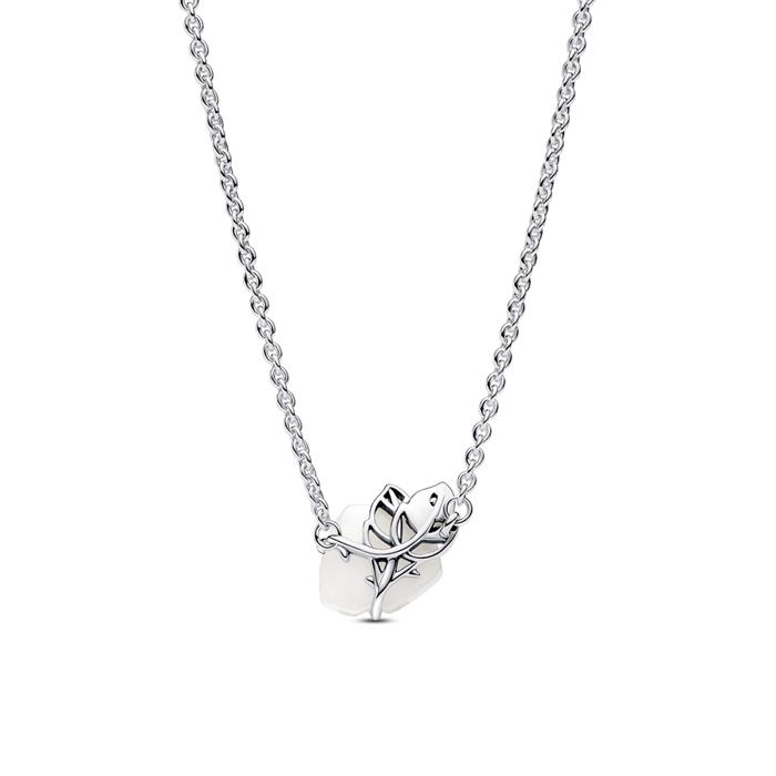 Ladies' necklace White Rose in Bloom in 925 silver