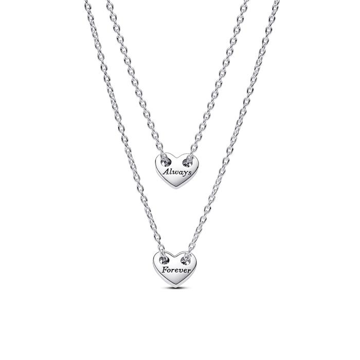 2 Forever and Always heart necklaces in sterling silver