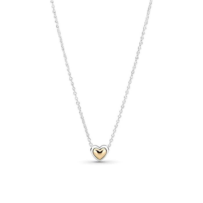 Pendant With Chain -Curved Golden Heart