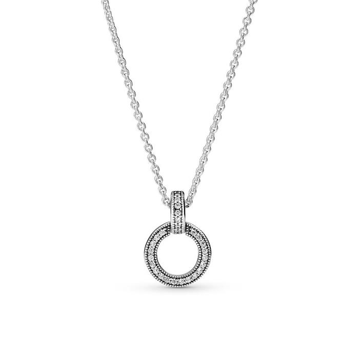 Cadena circular de mujer de plata 925, circonita cúbica