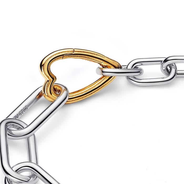 ME heart link bracelet in 925 sterling silver, bicolour