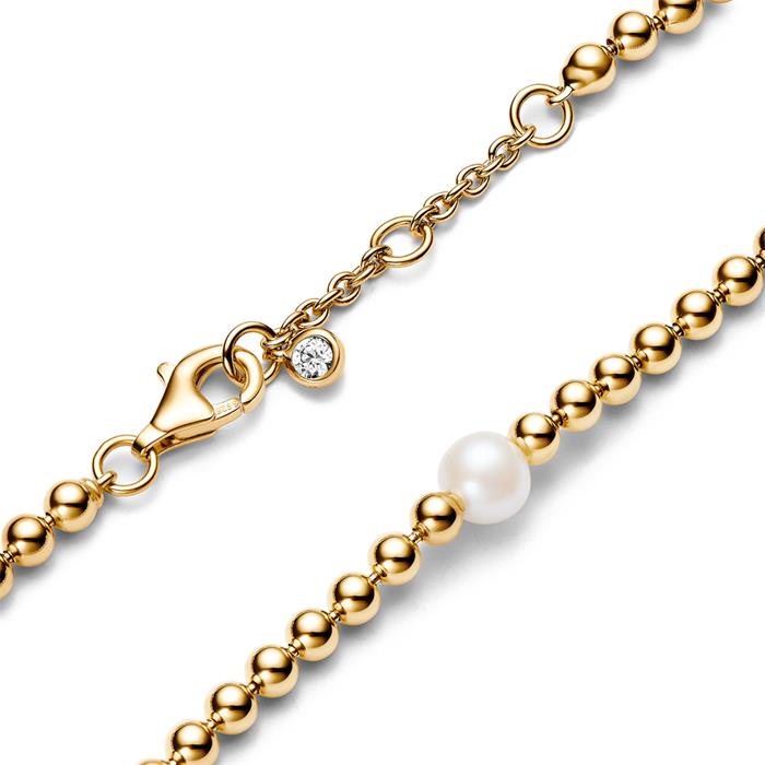 Timeless ball bracelet for ladies with pearl, IP gold