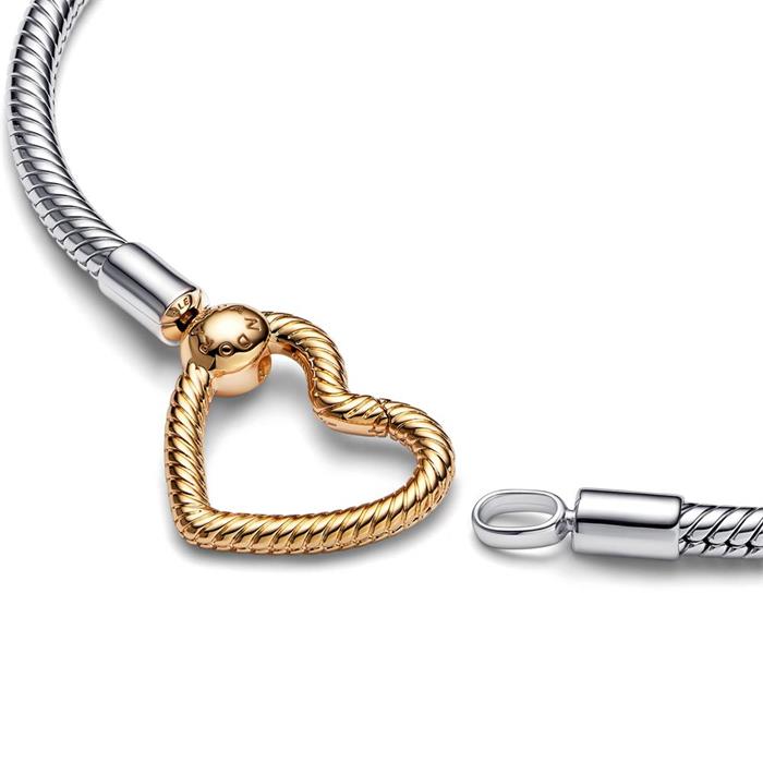 Moments snake bracelet heart for ladies, bicolour