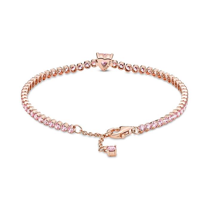 Ladies bracelet with pink crystals, rose