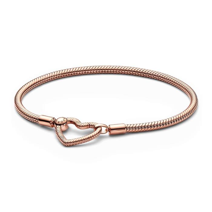 Moments snake bracelet heart for ladies, rosé