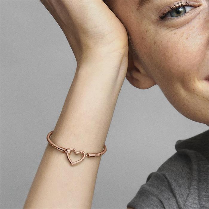 Moments Schlangenarmband Herz für Damen, rosé